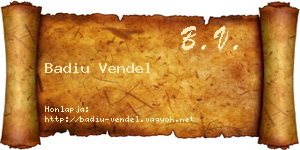 Badiu Vendel névjegykártya